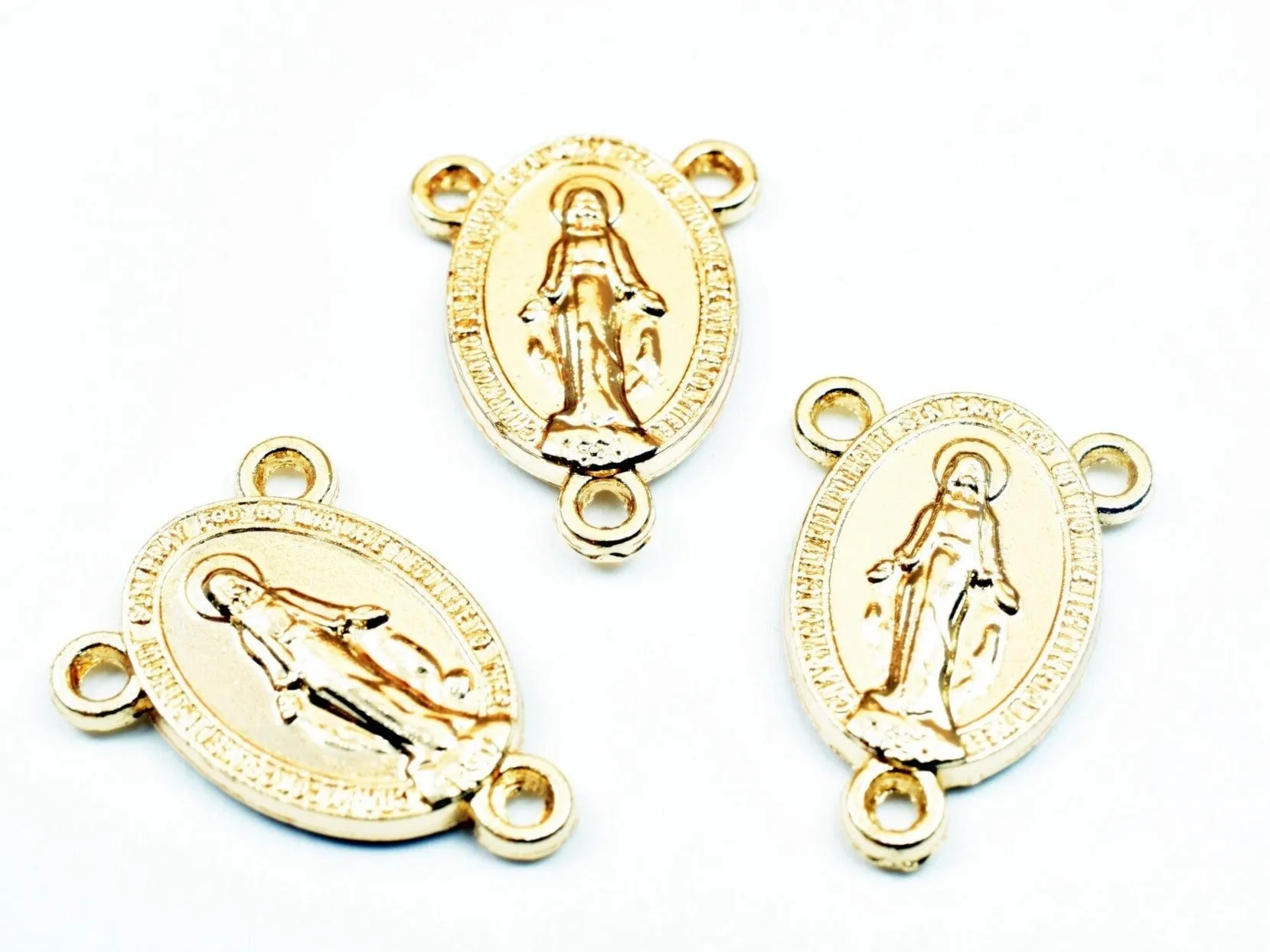 18K Gold Filled Look, Virgin Mary Y Connector - Elegant 20x14.5mm Religious Jewelry Finding for Rosary Making, Durable & Hypoallergenic