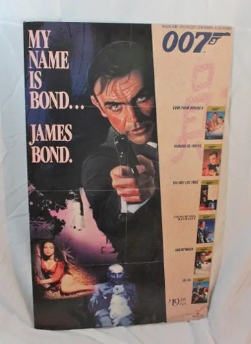 1988 JAMES BOND 007 Promotional Video Store Movie Poster Board Sean Connery 35"