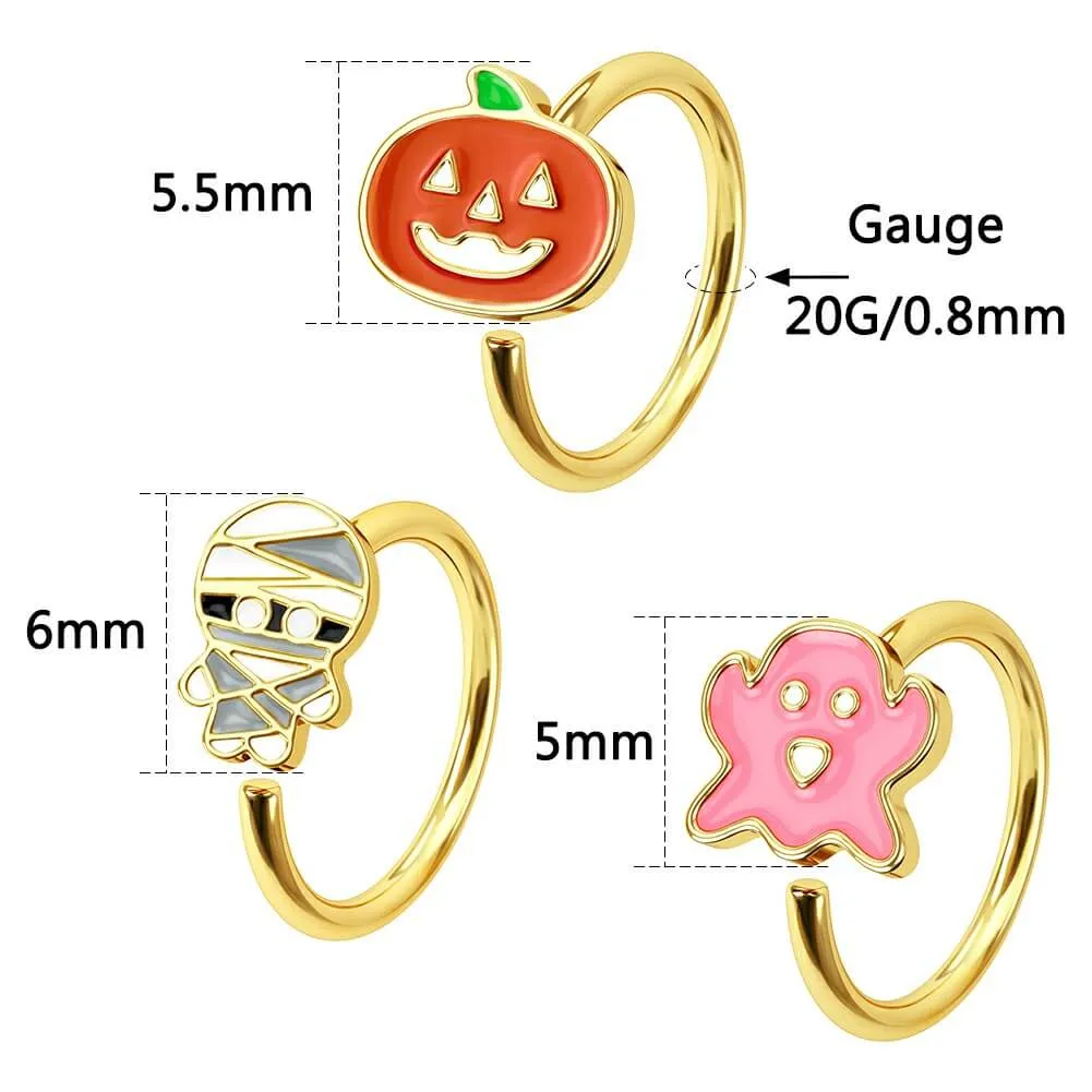 20G Ghost/ Mummy/ Pumpkin Lamp Nose Ring