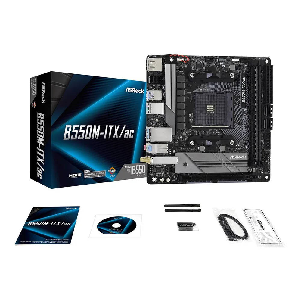 ASRock B550M-ITX/AC AMD AM4 Mini-ITX Motherboard with PCIe 4.0 Hyper M.2 and Dual Band WiFi