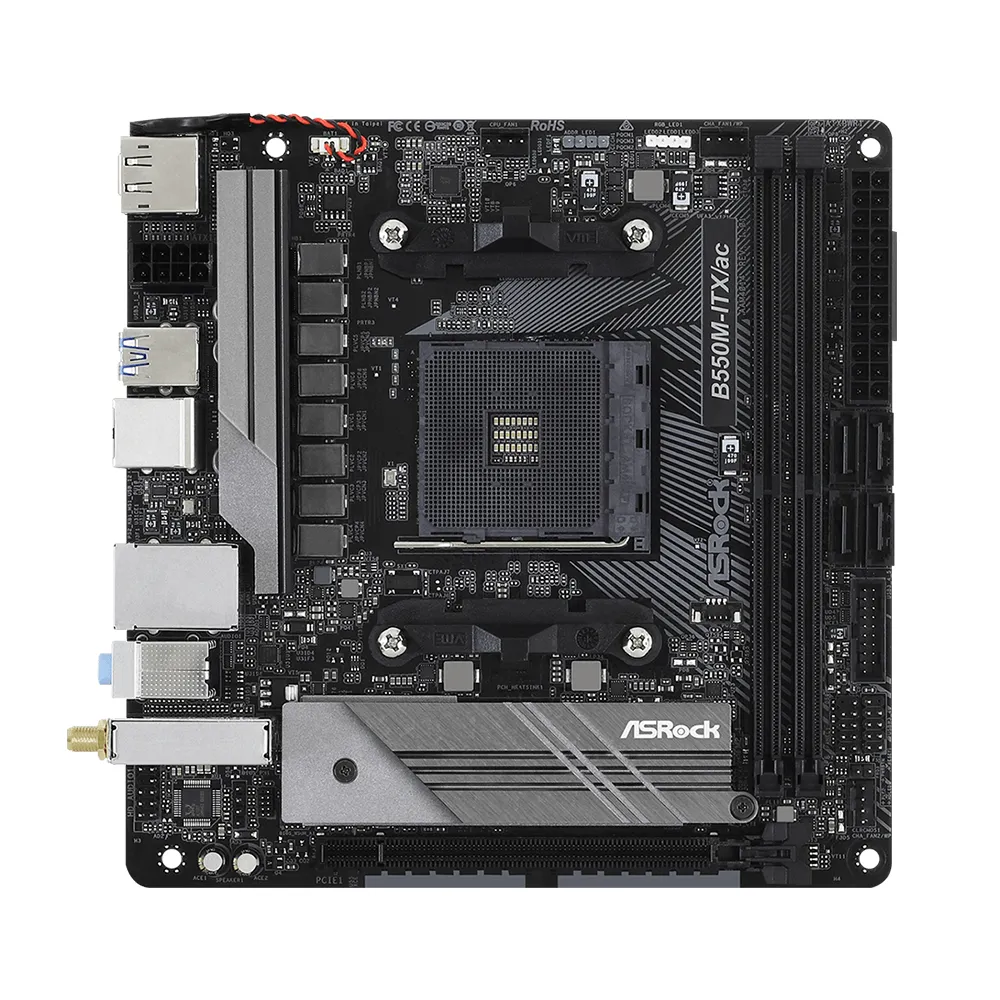 ASRock B550M-ITX/AC AMD AM4 Mini-ITX Motherboard with PCIe 4.0 Hyper M.2 and Dual Band WiFi