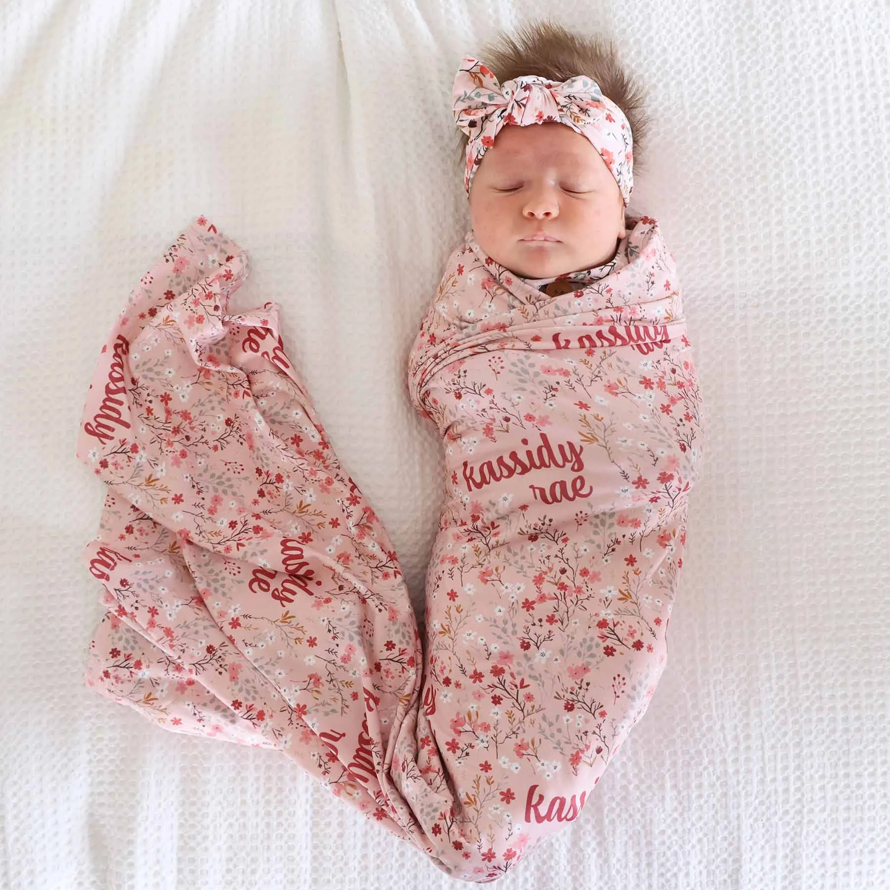 Autumn Blooms Personalized Swaddle Blanket