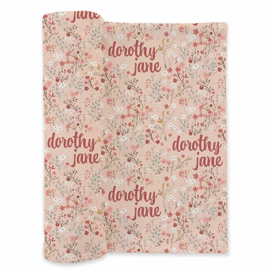 Autumn Blooms Personalized Swaddle Blanket