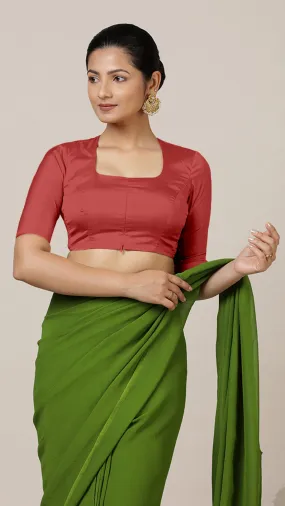 Aziza x Rozaana | Elbow Sleeves Saree Blouse in Crimson Red