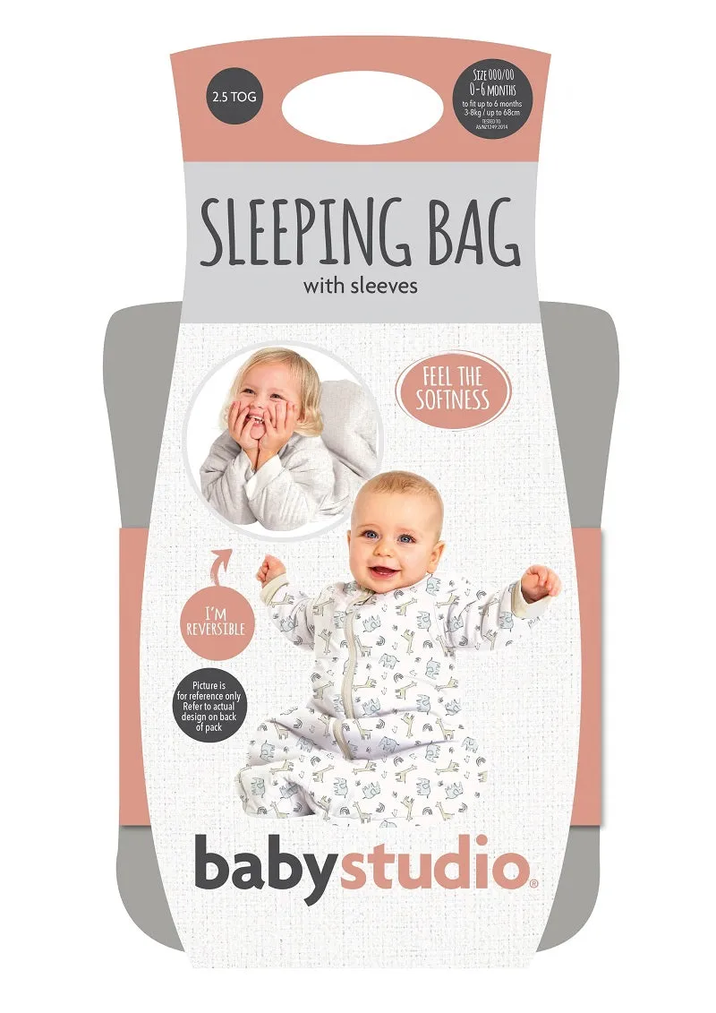 Baby Studio Cotton Sleeping Bag With Arms 3.0 TOG - Oatmeal/Rumble Jungle