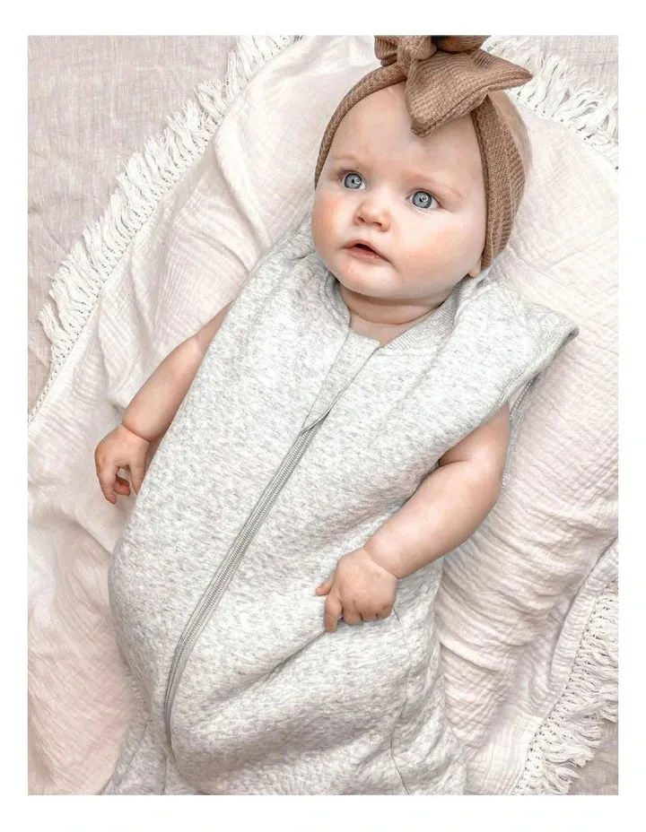 Baby Studio Sleeveless Cotton Sleeping Bag 2.5 TOG - Grey Marle/Grey Lines