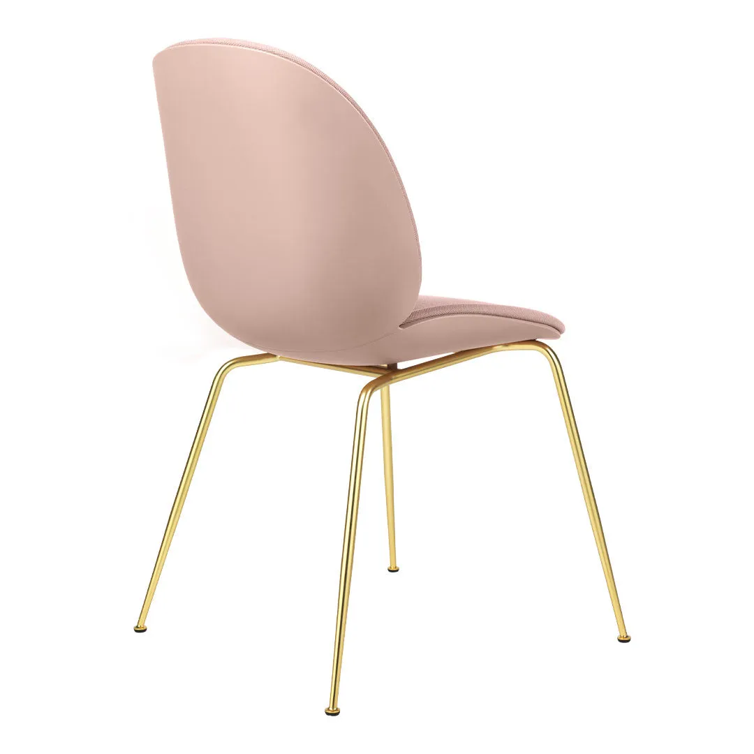 Beetle Dining Chair - Front Upholstered - Brass Semi Matt Conic Base