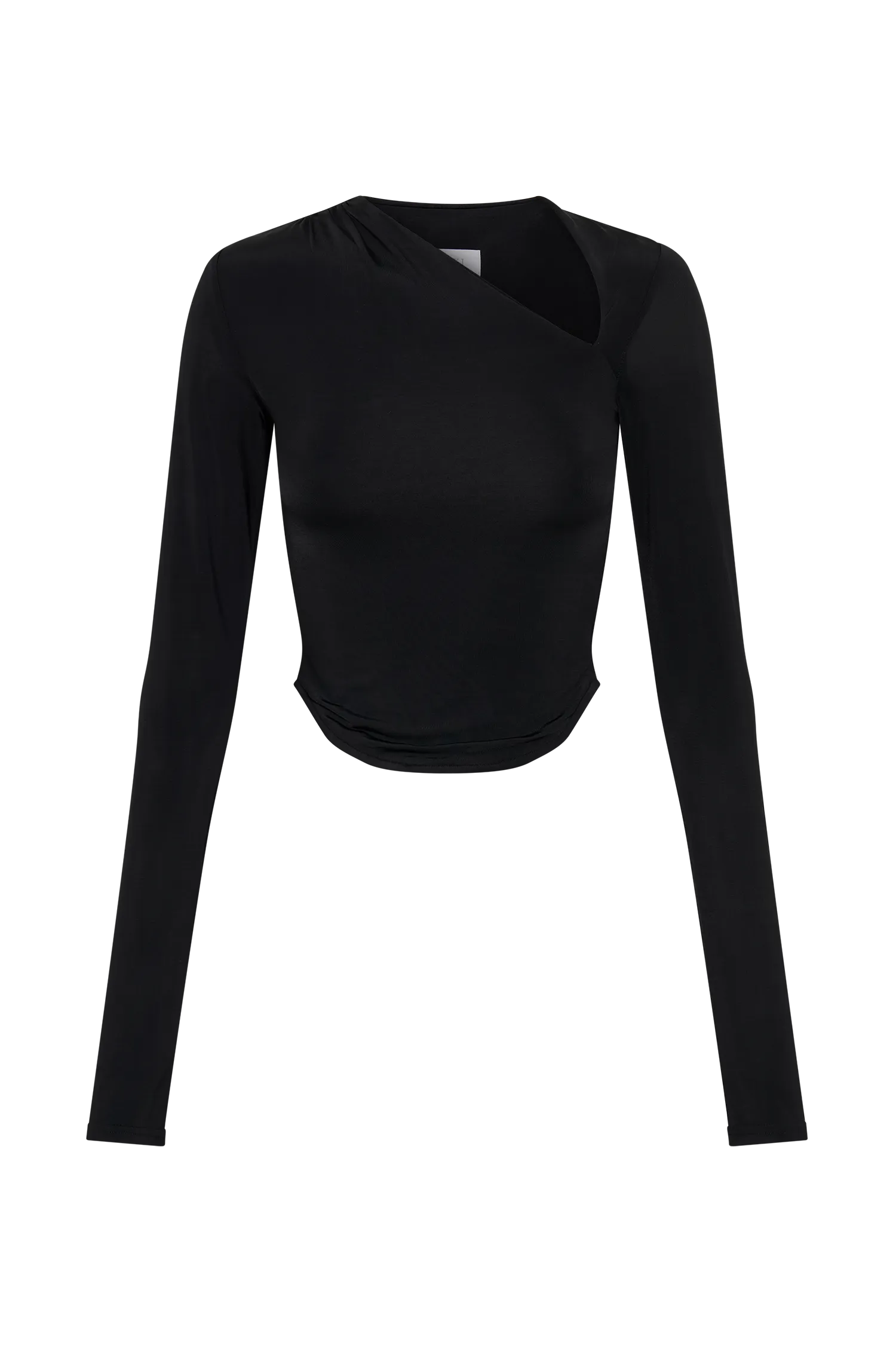 Bruna Slinky Long Sleeve Top With Cut Out - Black