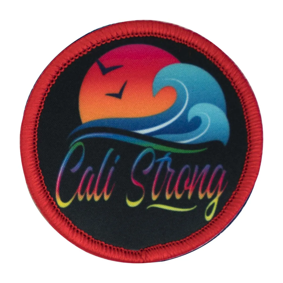 CALI Strong Sunset Wave Seagull Round Hook-and-Loop Morale Patch