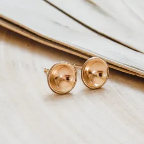 Concave Disc Stud Earrings