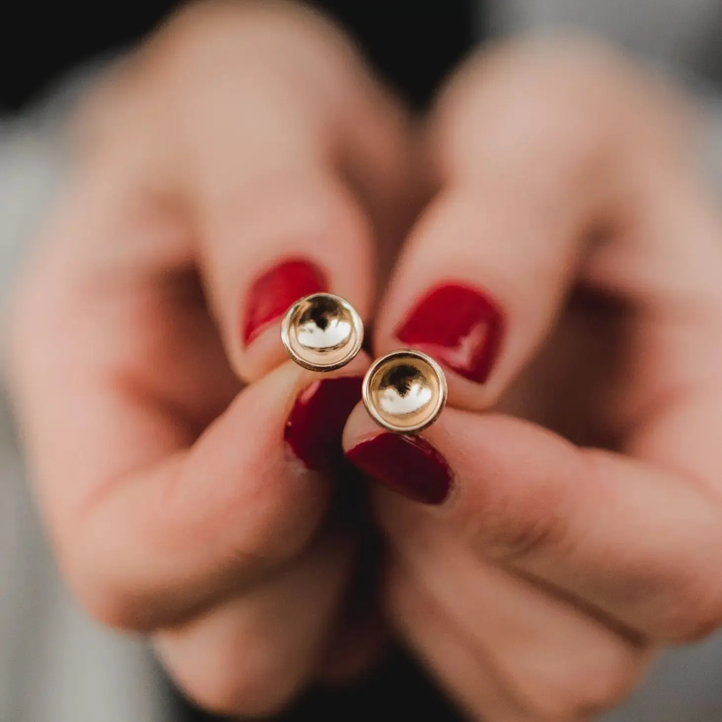 Concave Disc Stud Earrings