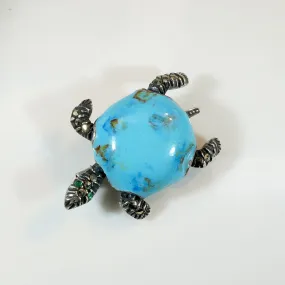 Deco Era Sterling & Enamel Turtle Figural Brooch