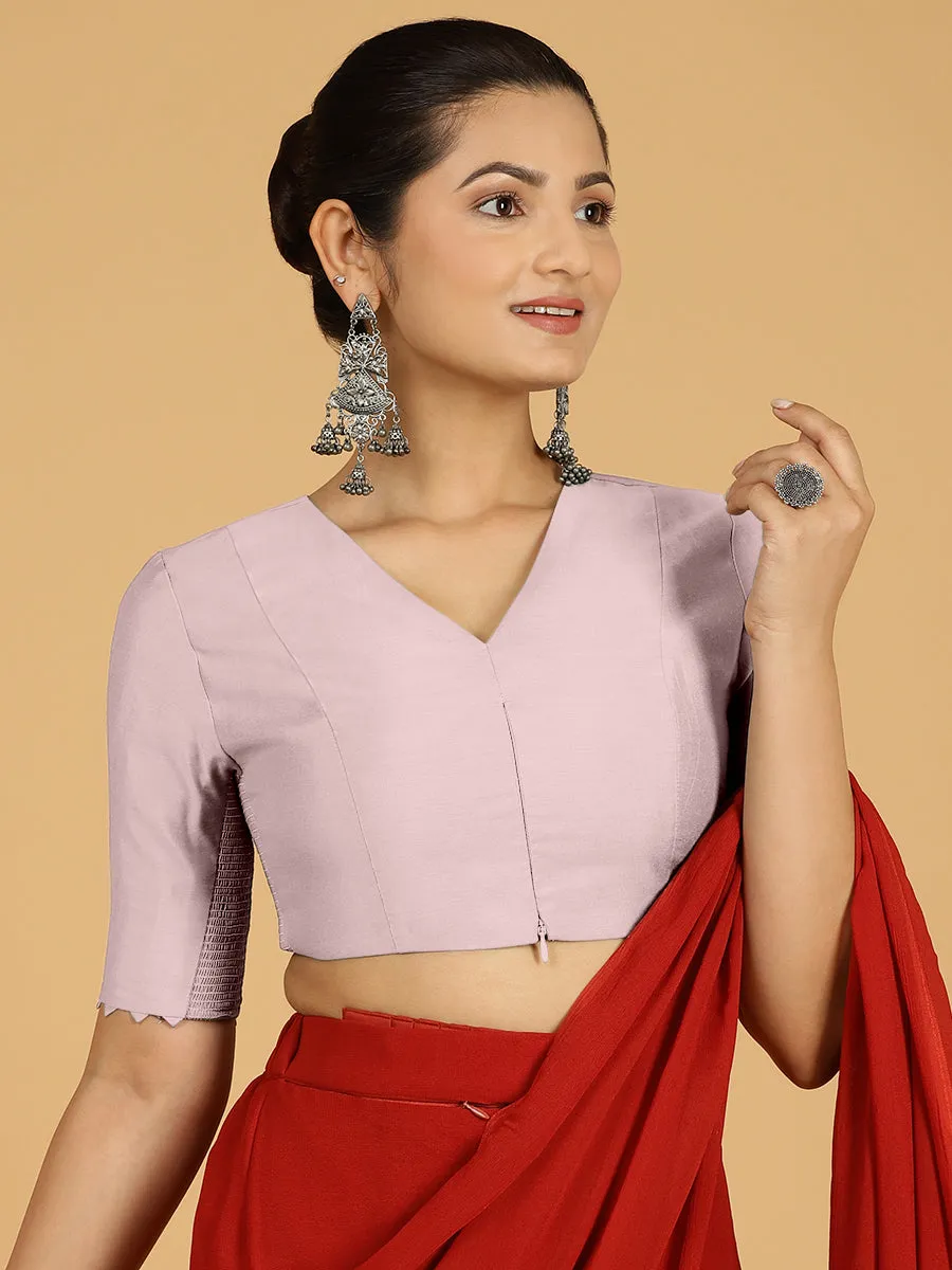 Divya x Rozaana | Elbow Sleeves Saree Blouse in Lilac