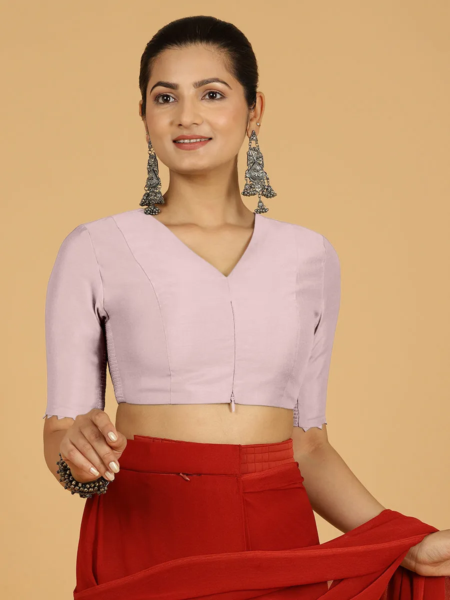 Divya x Rozaana | Elbow Sleeves Saree Blouse in Lilac