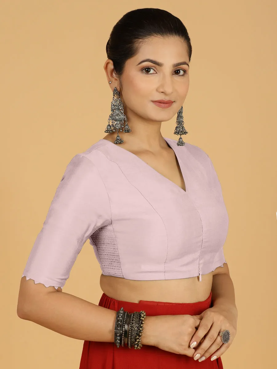 Divya x Rozaana | Elbow Sleeves Saree Blouse in Lilac