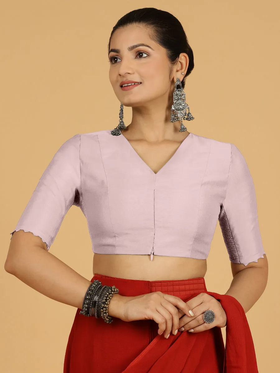 Divya x Rozaana | Elbow Sleeves Saree Blouse in Lilac