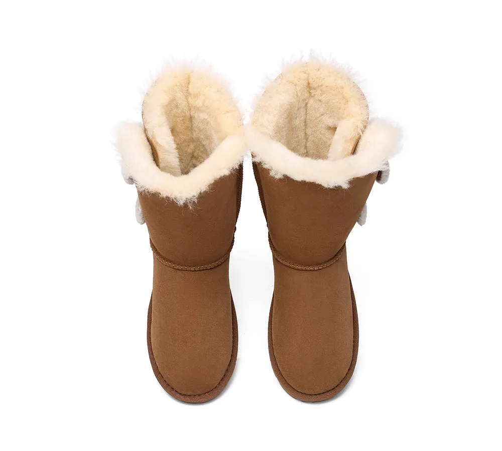 EVERAU® UGG Boots Women Sheepskin Wool Twin Button Short Espina