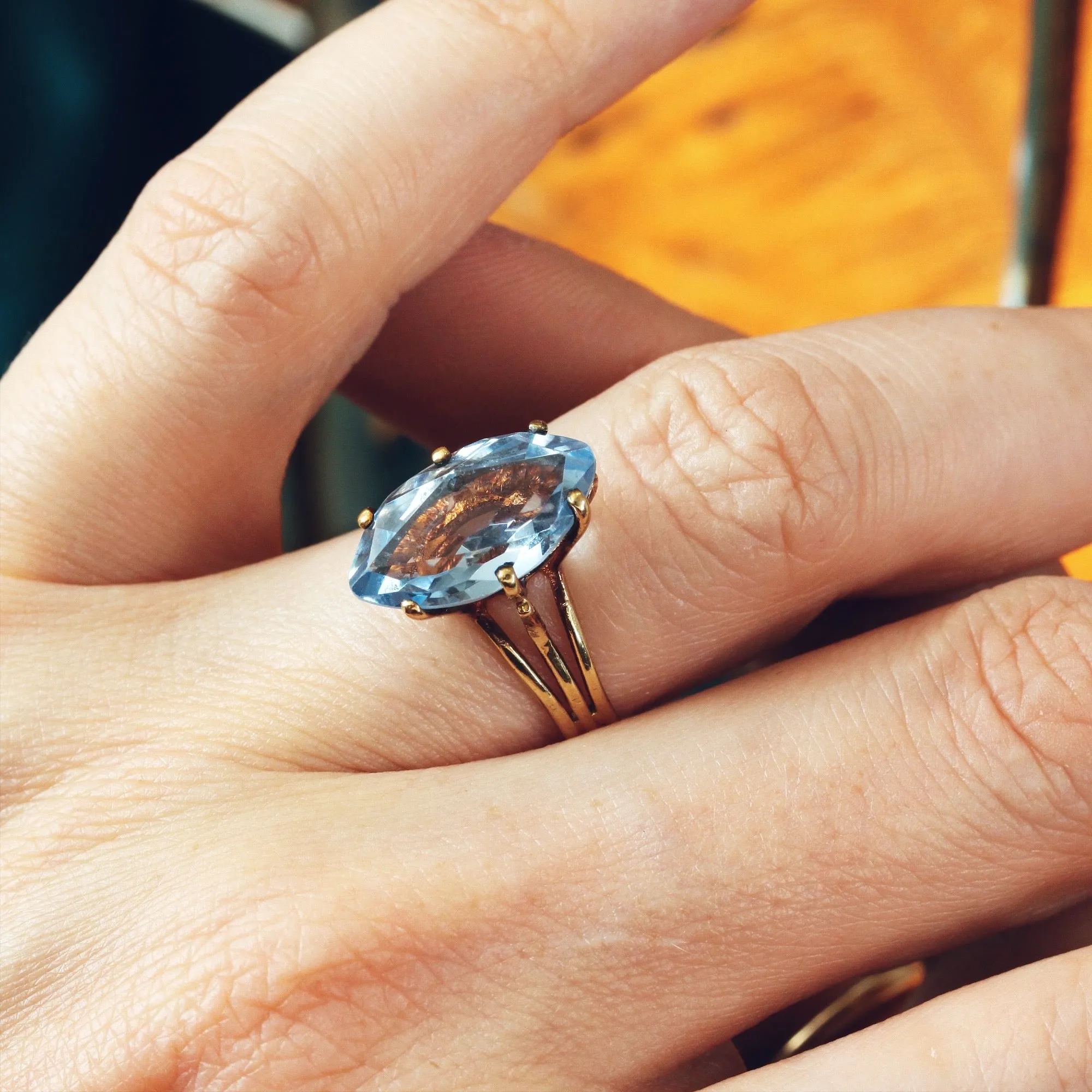 Fabulous Vintage Blue Spinel Cocktail Ring