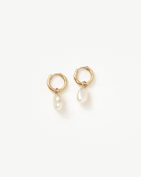 Fine Pearl Drop Mini Hoop Earrings