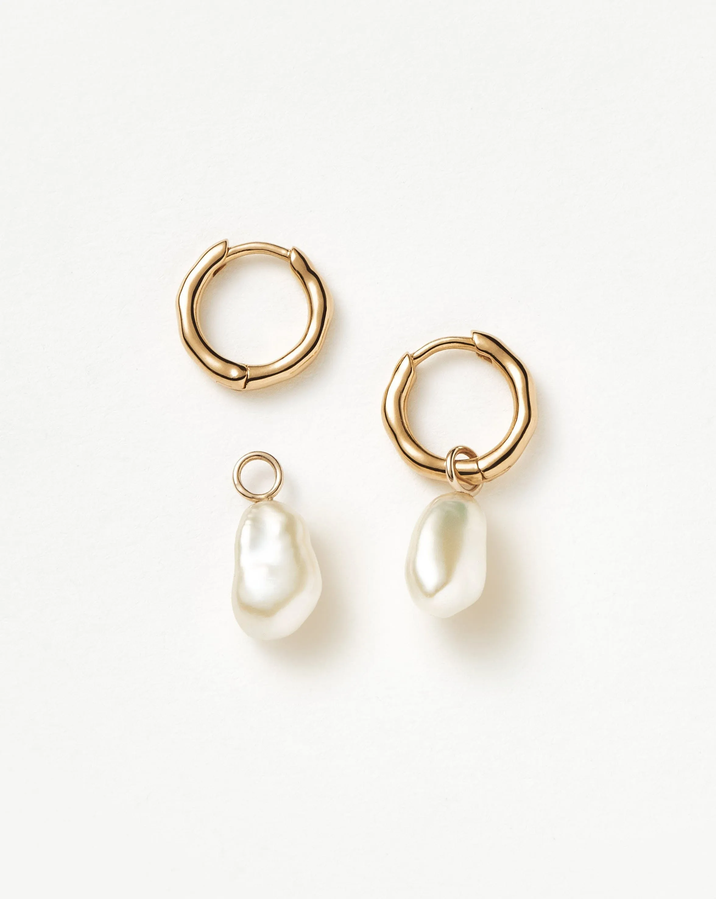 Fine Pearl Drop Mini Hoop Earrings