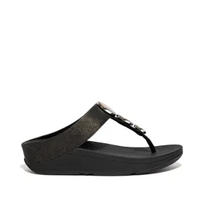 FitFlop Halo Shimmer Toe Post Sandals Black