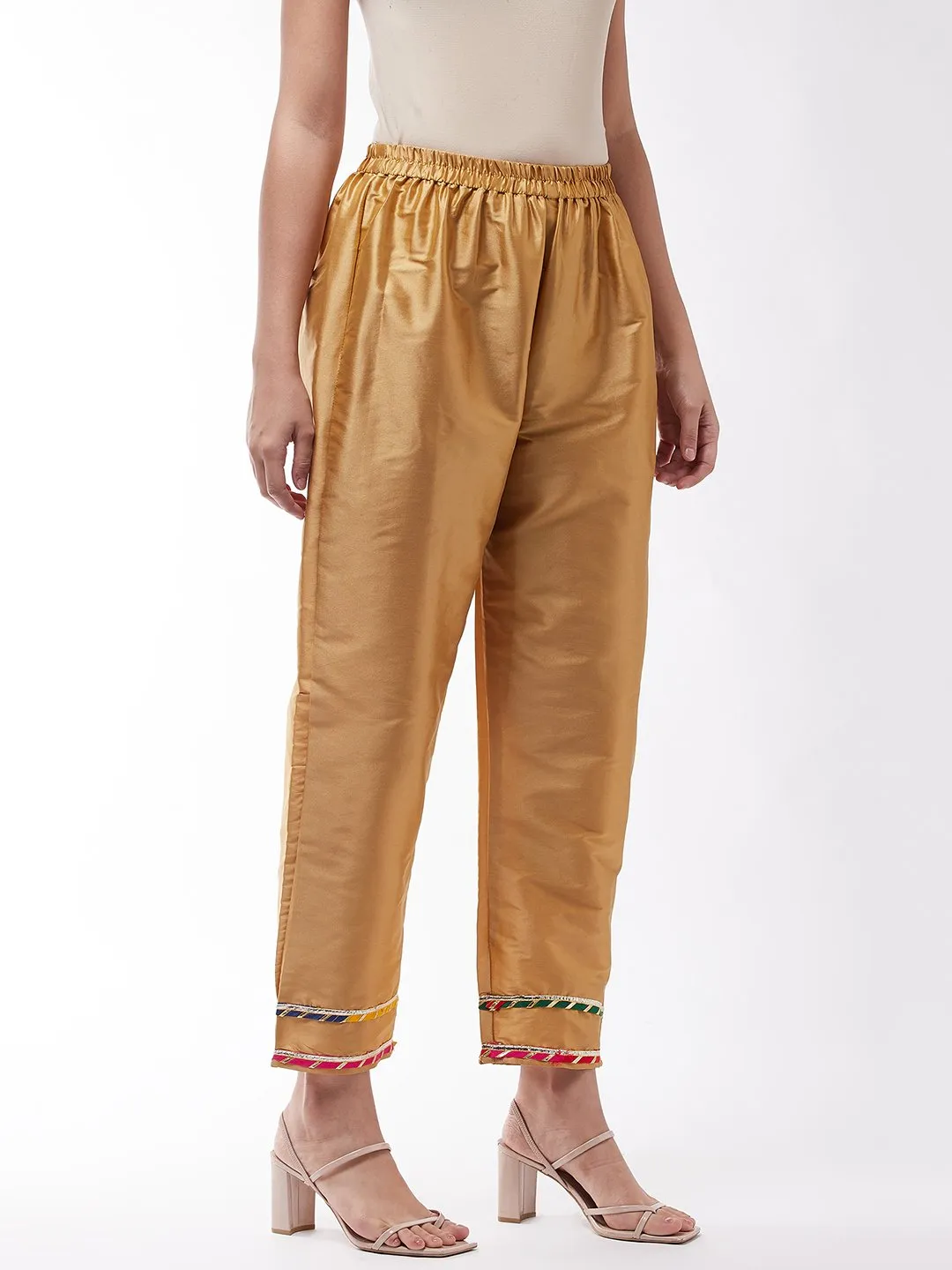 Golden Silk Pant With Gota Work