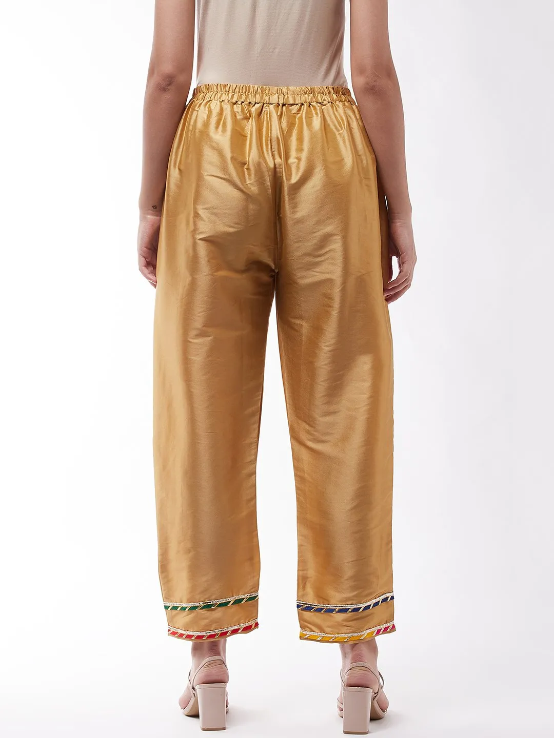 Golden Silk Pant With Gota Work