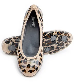 ja-vie shimmering gold leopard jelly flats shoes