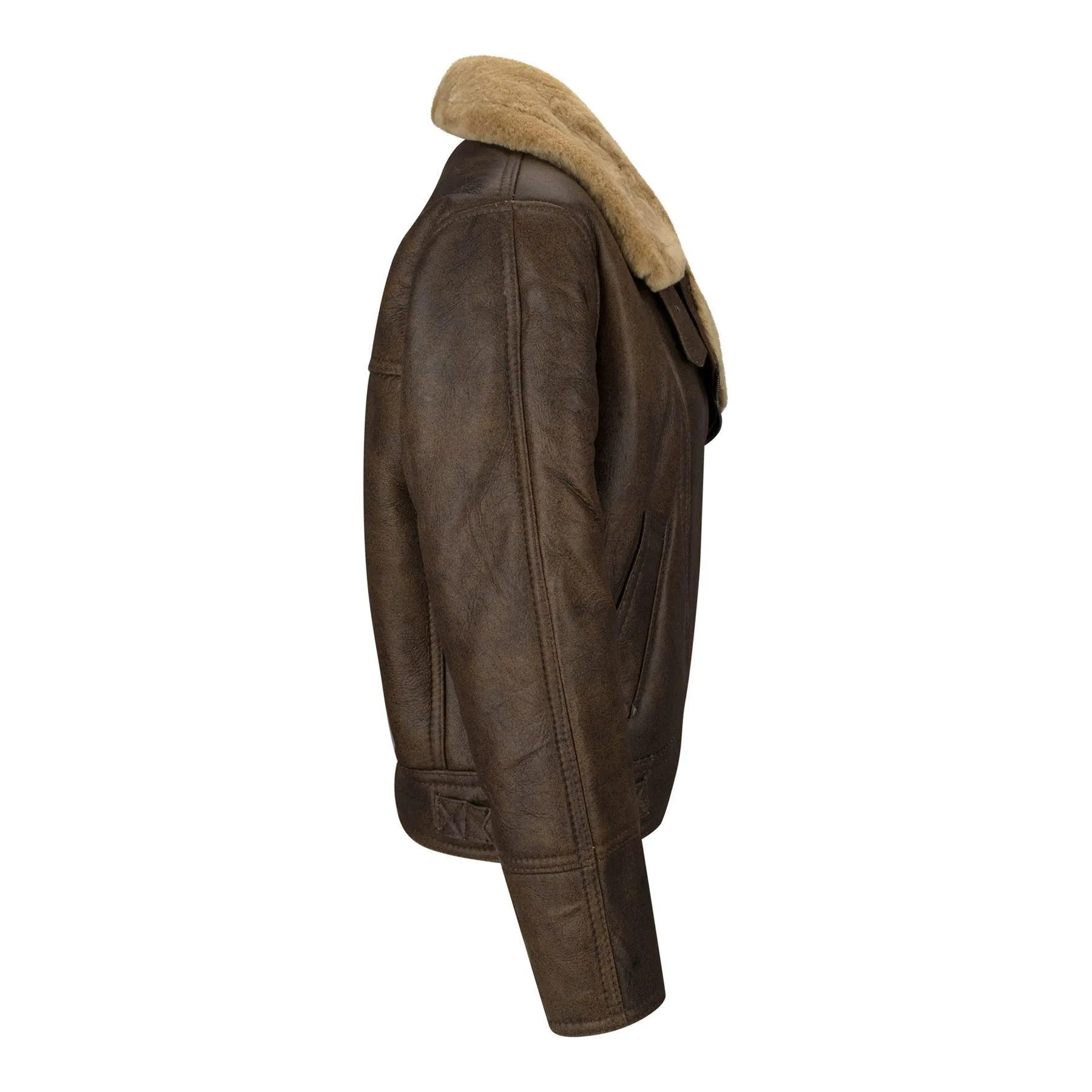 Ladies Winter 100% Real Sheepskin Leather Camel Brown Ginger Aviator Jacket