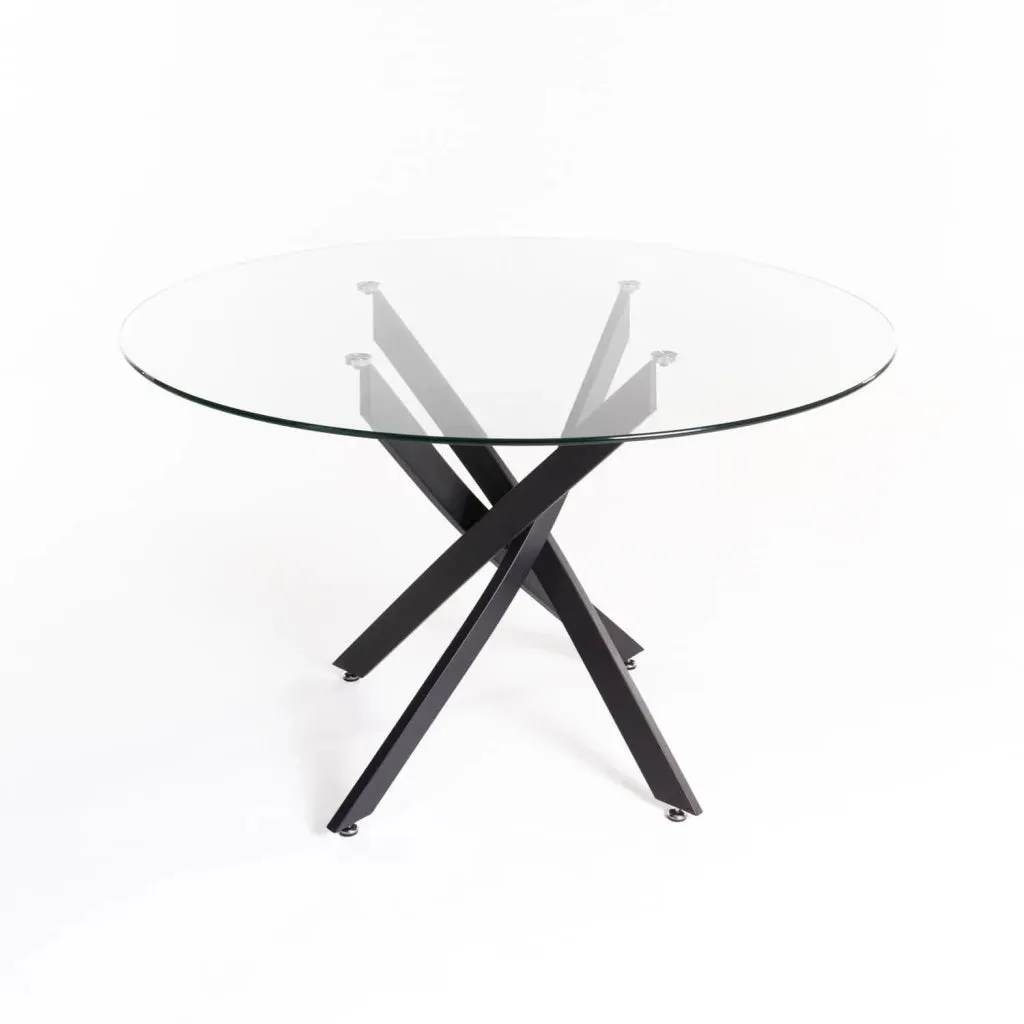 LEN ROUND 10mm GLASS TOP DINING TABLE