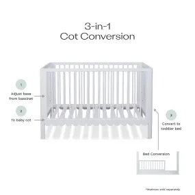 Maisie Scalloped White 3-in-1 Cot Conversion Bundle