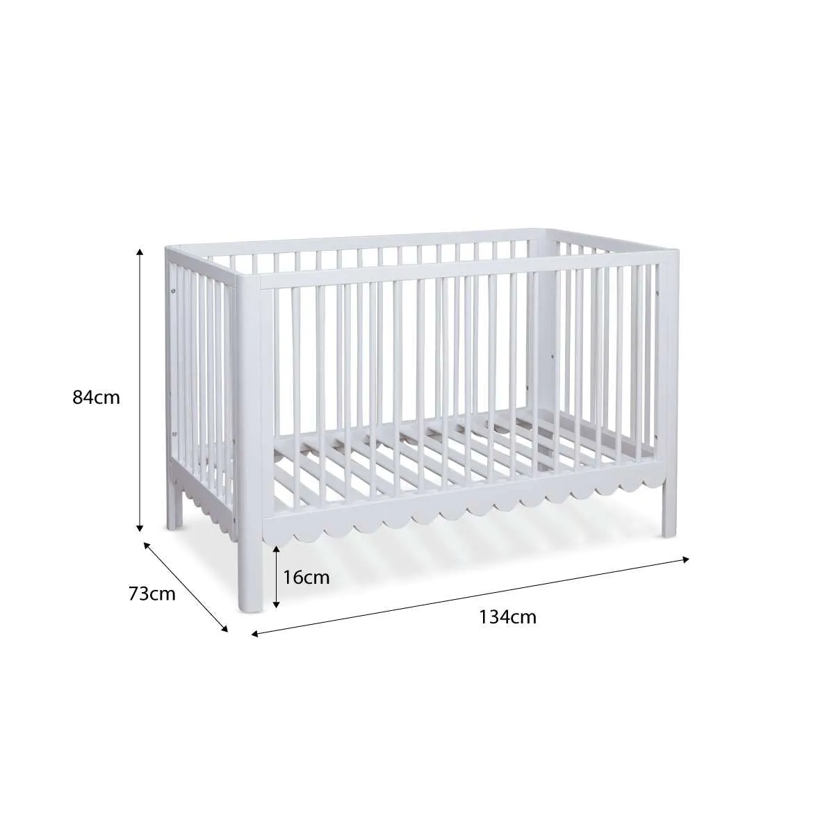 Maisie Scalloped White 3-in-1 Cot Conversion Bundle