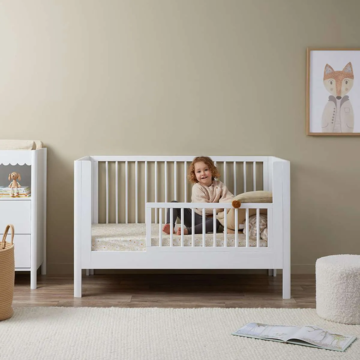 Maisie Scalloped White 3-in-1 Cot Conversion Bundle