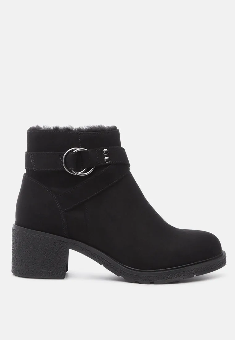 Mali Fur Collared Solid Ankle Boots