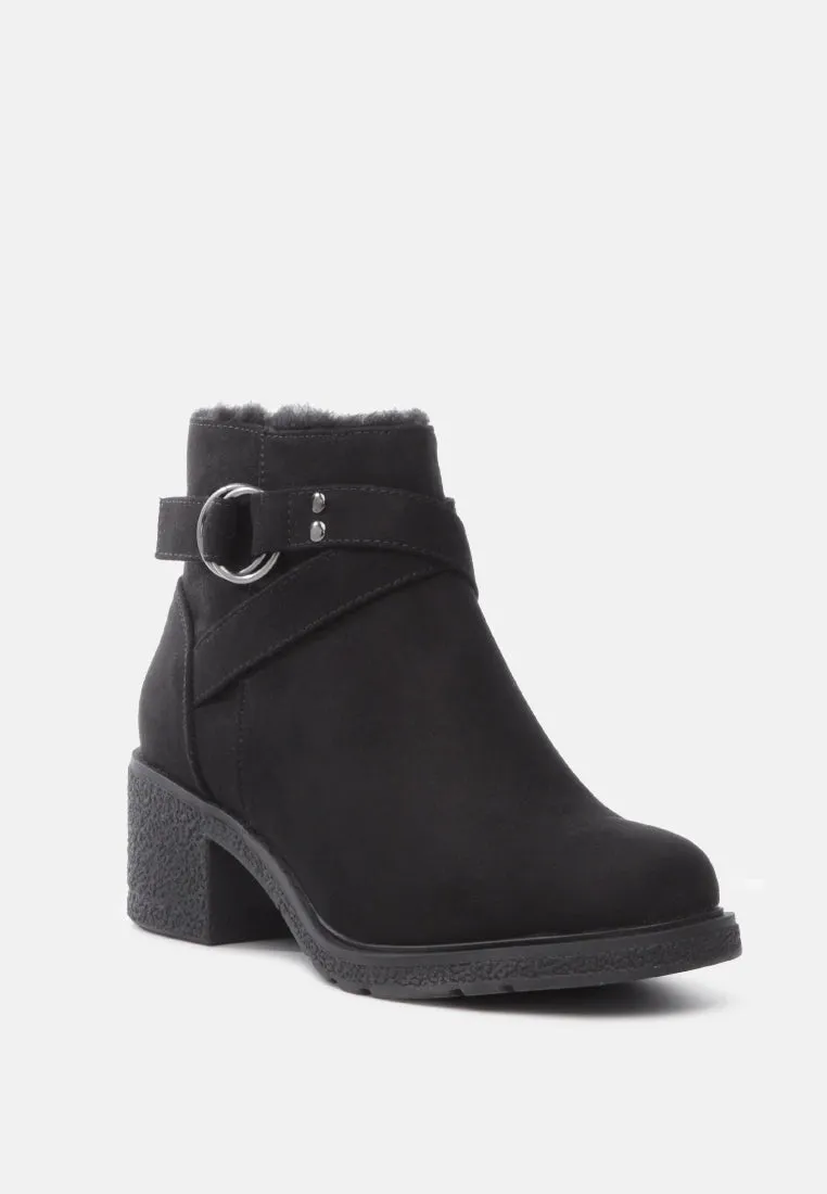 Mali Fur Collared Solid Ankle Boots