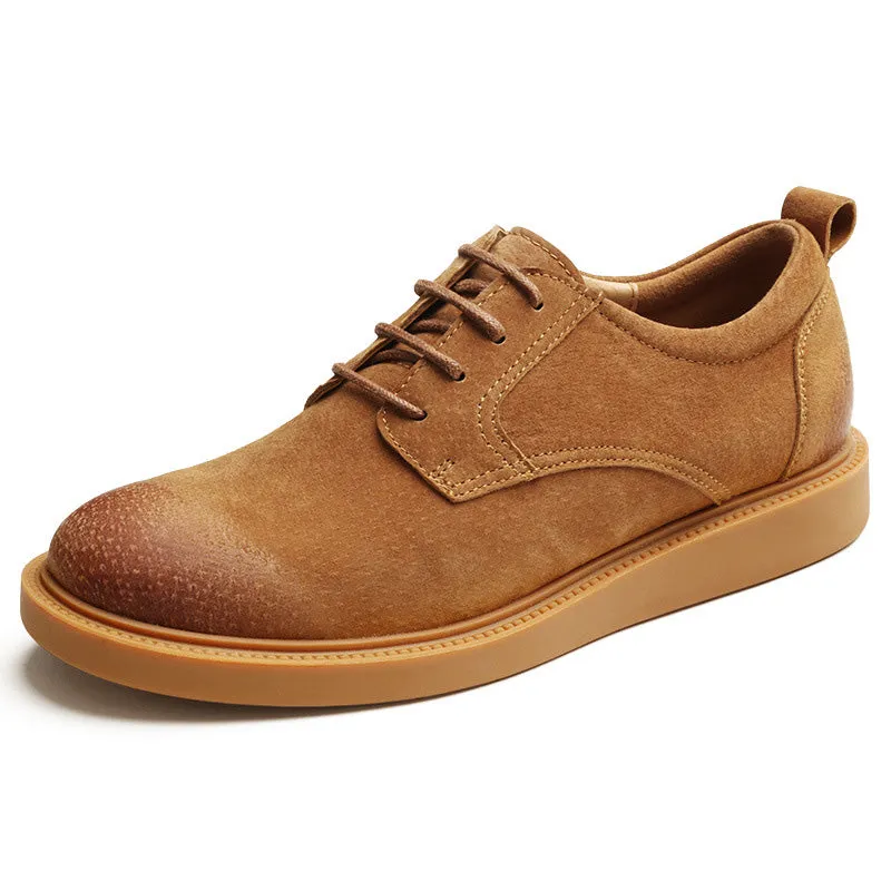 Men Solid Flat Leather Flat Casual Shoes