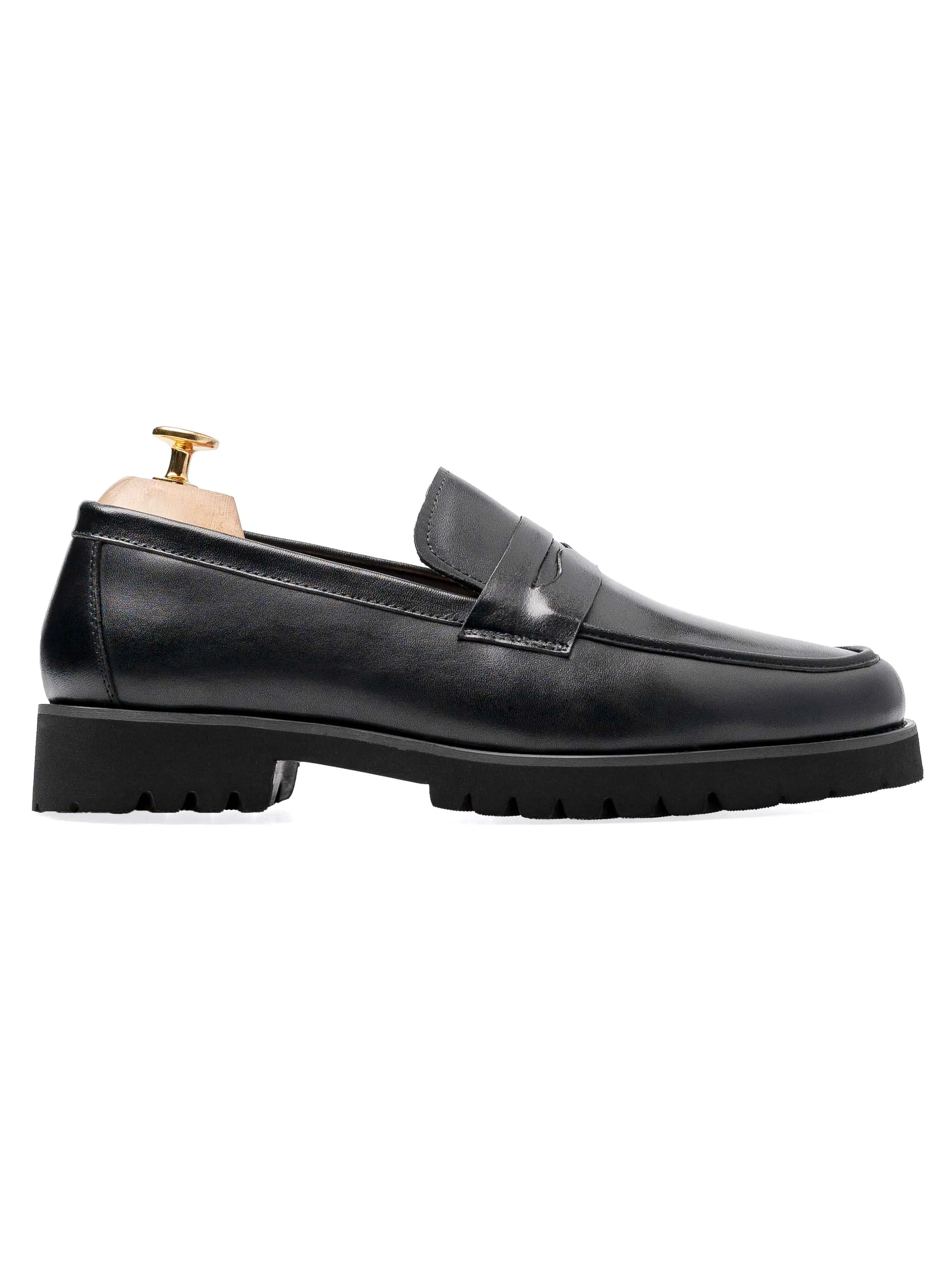 Penny Loafer - Black Leather (Eva Combat)