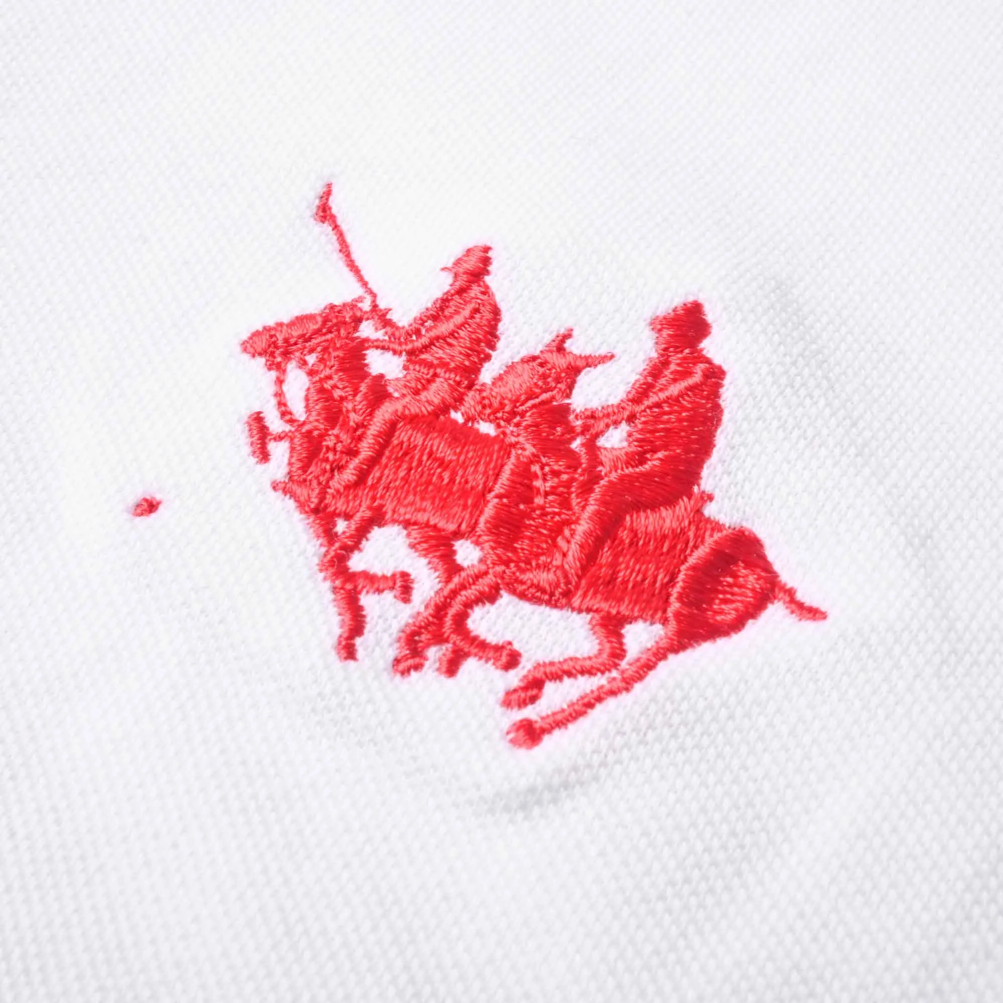 Polo Republica Men's Twin Horse Rider & PR Badge Embroidered Short Sleeve Polo Shirt