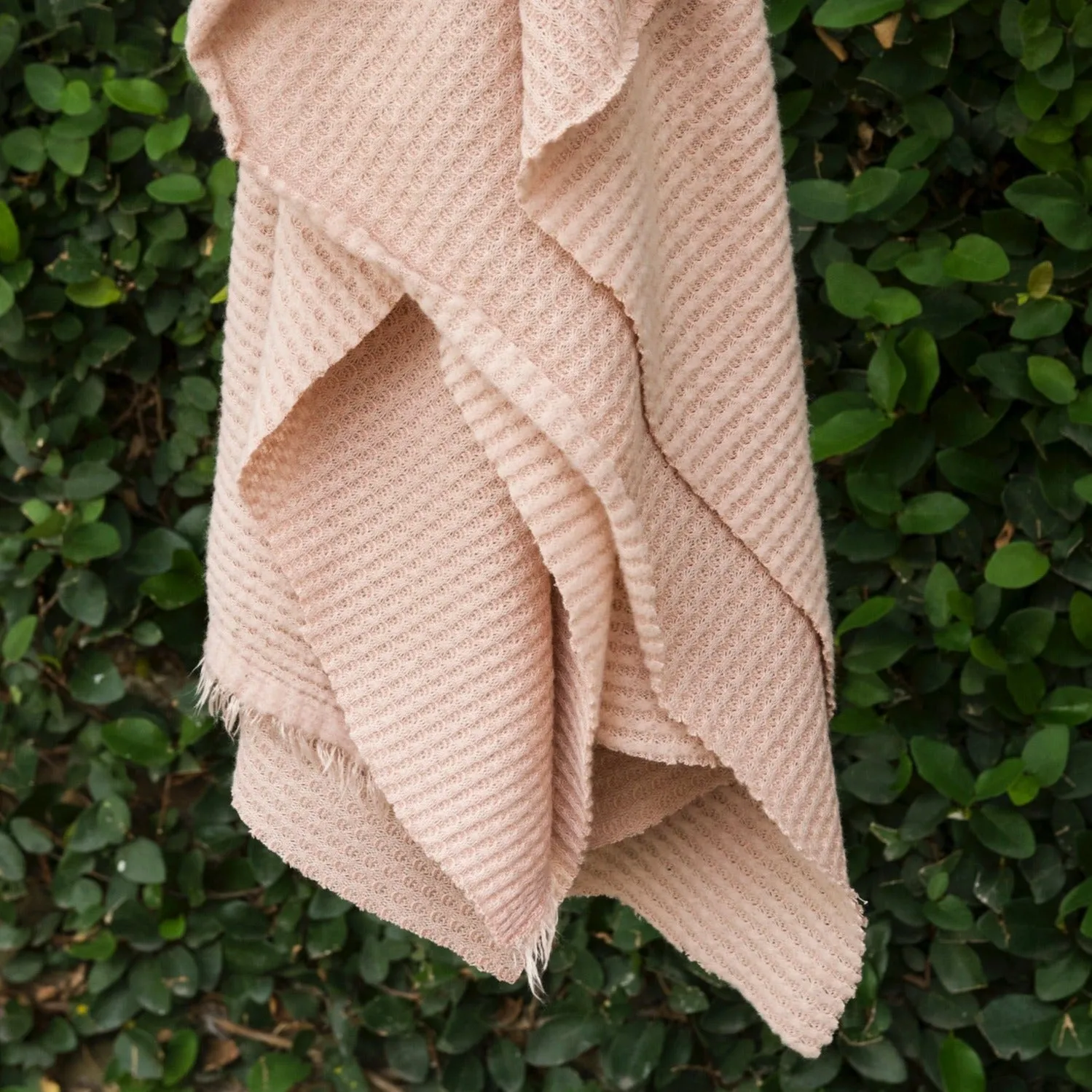 Pouf - Brushed Wintery Waffle Knit - Rose -Remnant