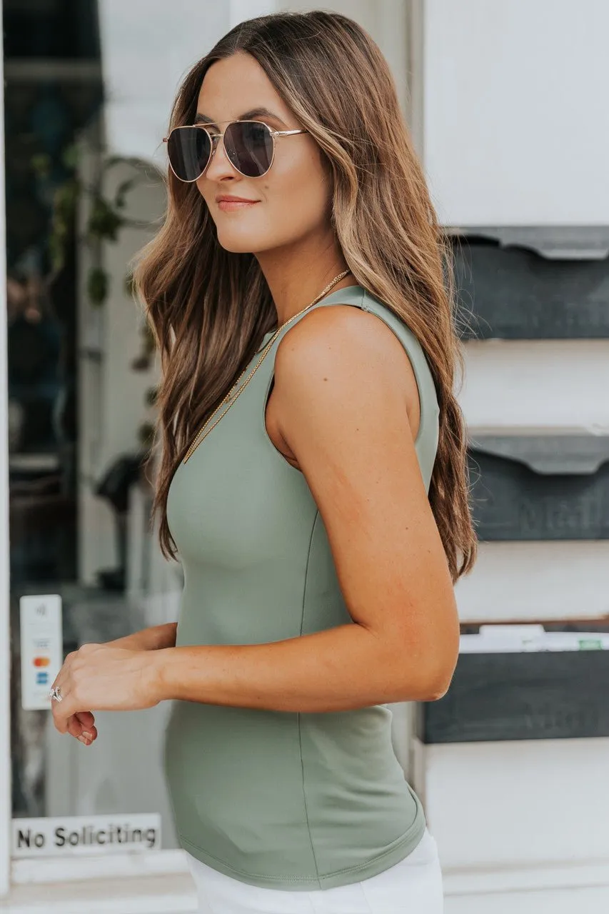 Sage Green Seamless Contouring Tank - FINAL SALE