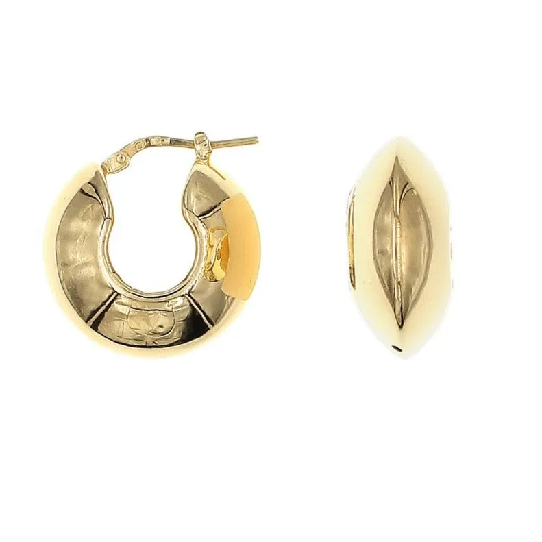 Shiny, Retro Hoops, 'Pacman' Chunky Hoop Earrings - Gold