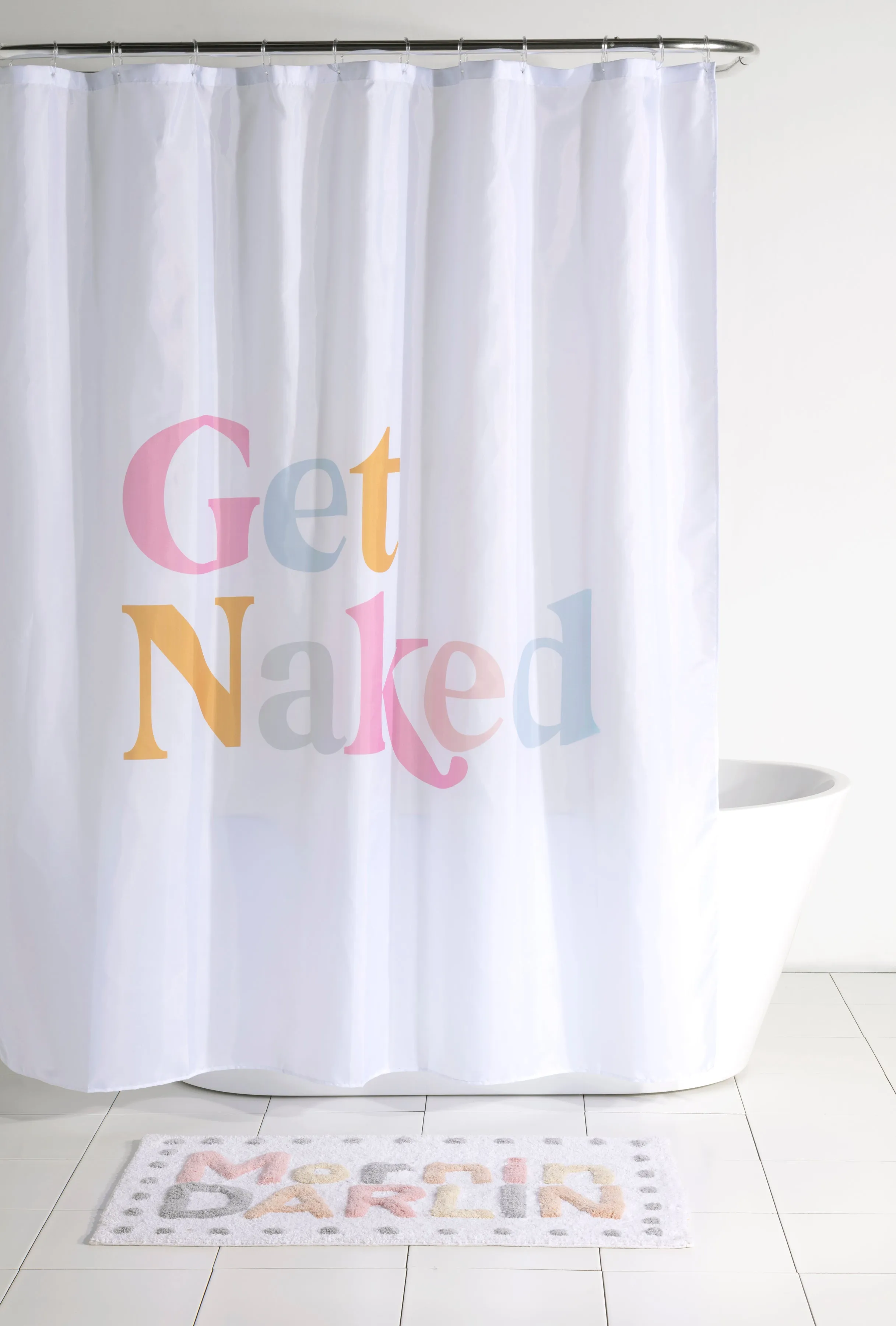 Shiraleah "Get Naked" Shower Curtain, White - FINAL SALE ONLY