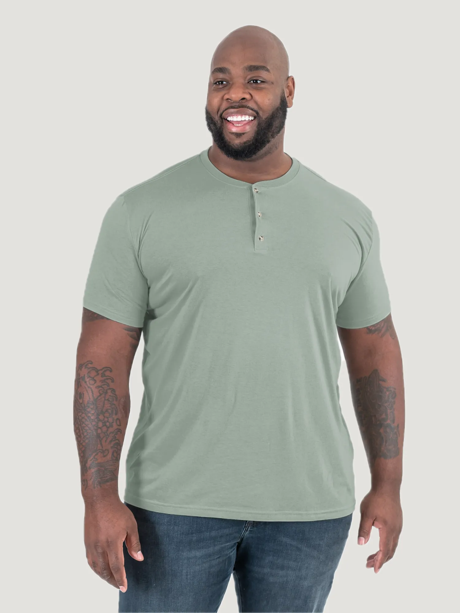 Vintage Green Short Sleeve Henley