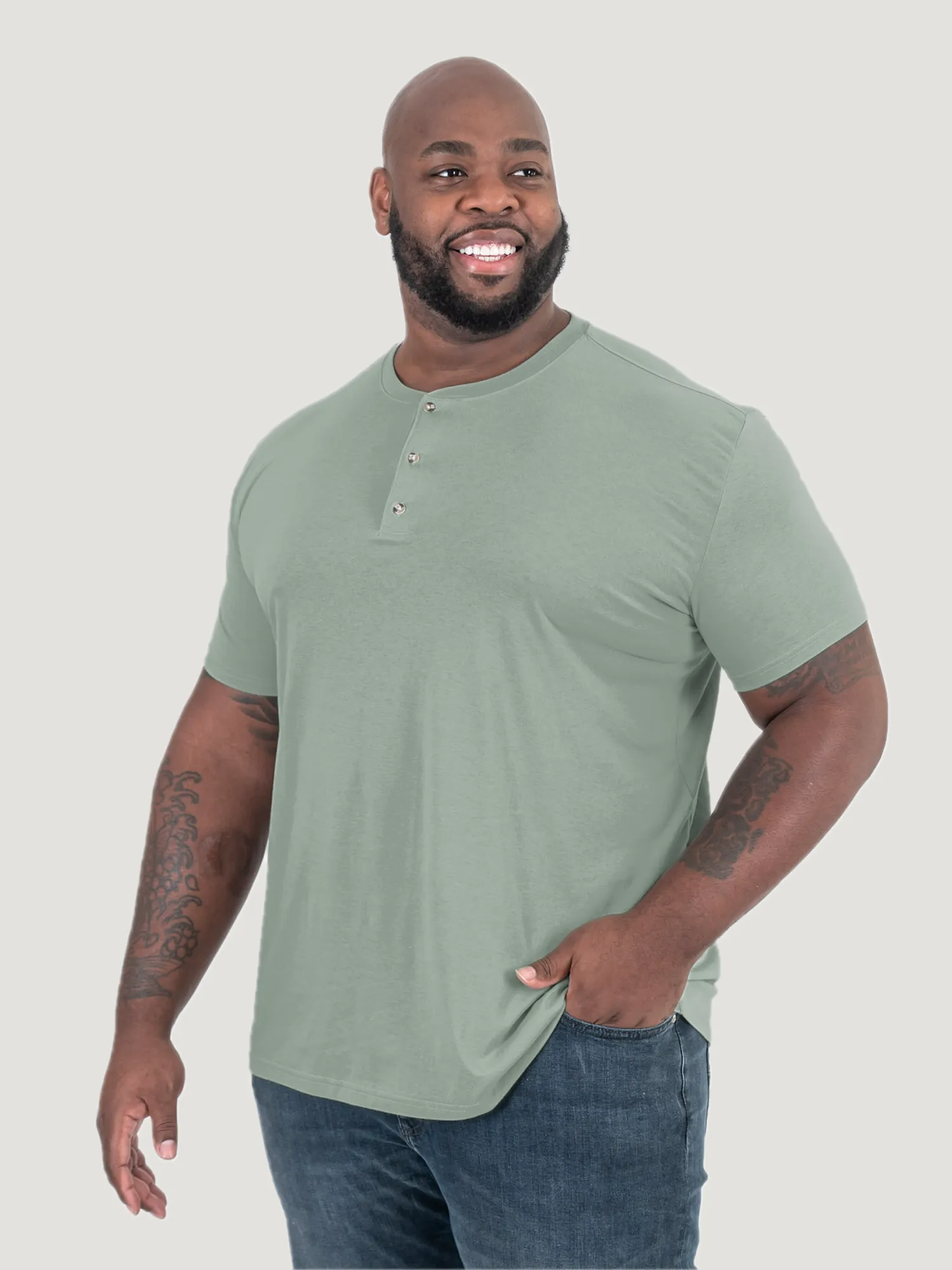 Vintage Green Short Sleeve Henley