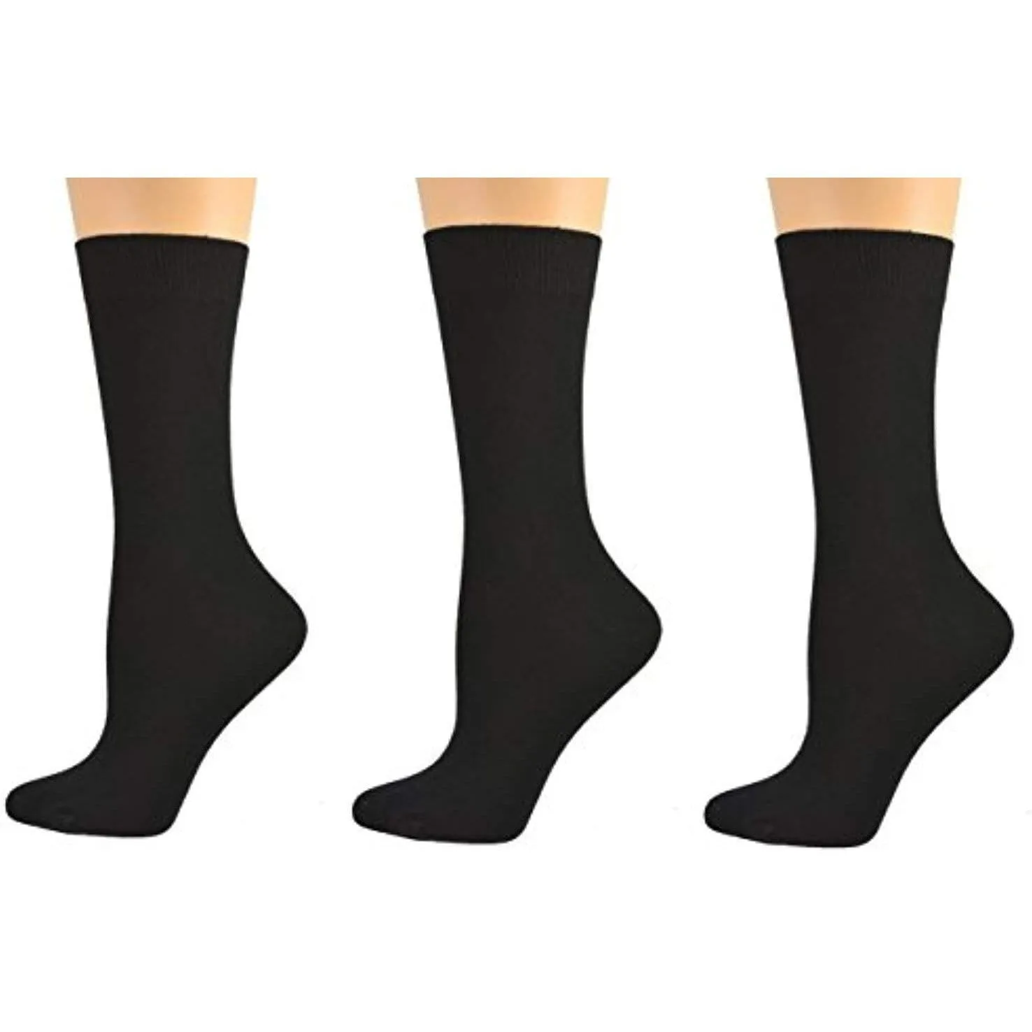 Women's Solid Color Bamboo Crew Socks - 3 Pair Packs