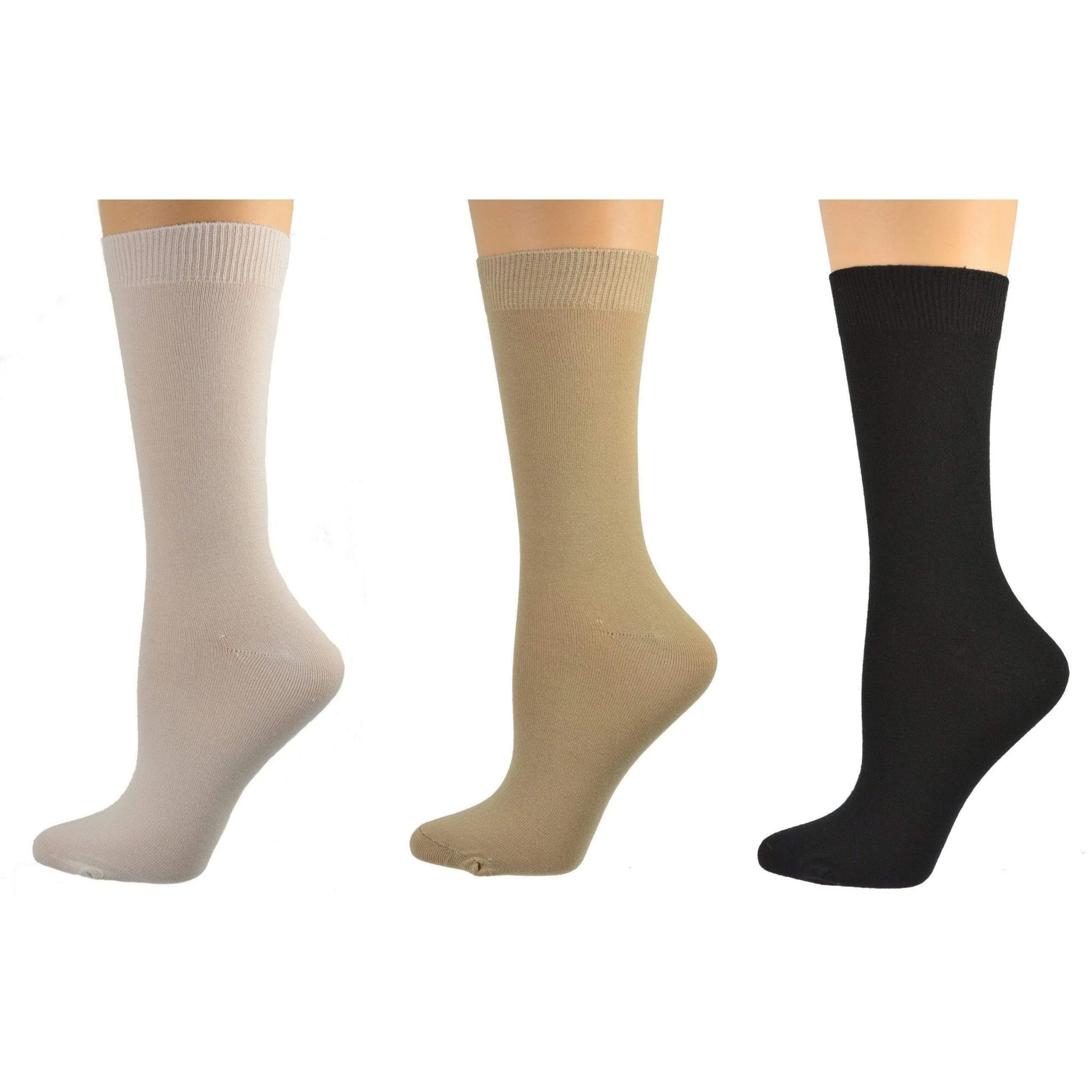 Women's Solid Color Bamboo Crew Socks - 3 Pair Packs